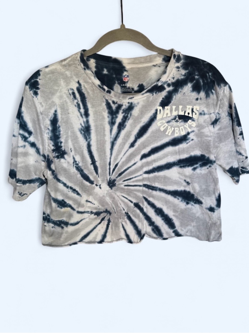 NFL Dallas Cowboys Tie-Dye Crop Top - Blue & Gray
